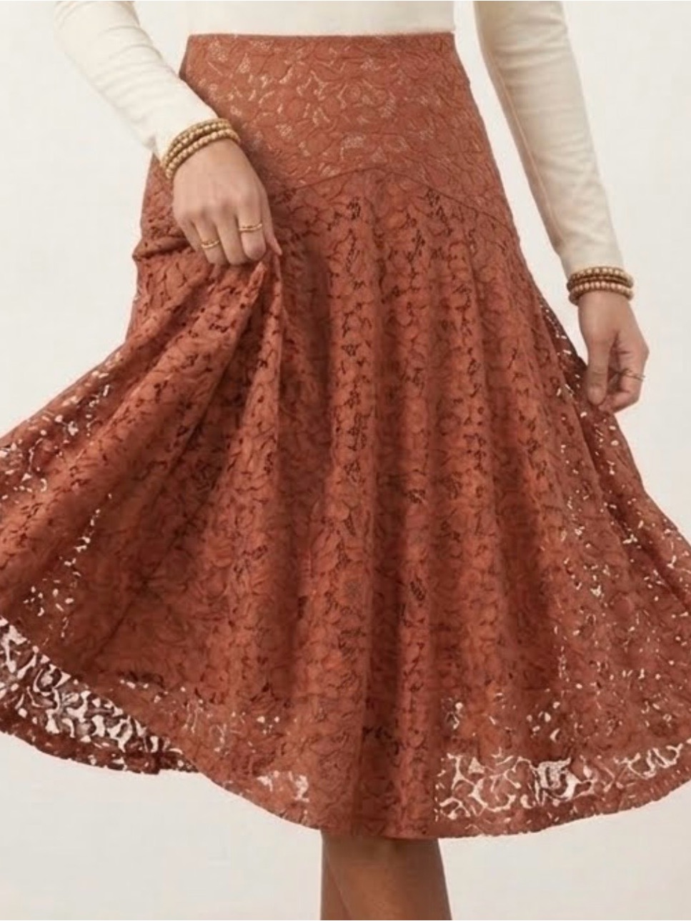 Anthropologie Moulinette Soeurs Nolana Lace Midi Skirt Rust Size 0 | Euc Boho